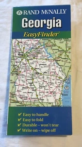 Mappa vintage Rand McNally Georgia Easy Finder piegata laminata C25 - Foto 1 di 3