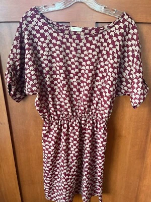 Vestido Everly Mujer Granate Blanco Estampado Elefante Mujer Elegante; S *sin etiqueta de talla* Foto 1 de 4