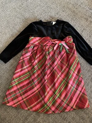 Праздничное платье для девочек ясельного возраста Hartstrings розовое зеленое клетчатое размер 24 месяца - Изображение 1 из 4