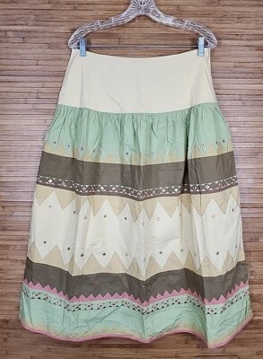 Falda April Cornell Patchwork Cottagecore Línea A Talla M Bordado Acento De Colección  Foto 1 de 4