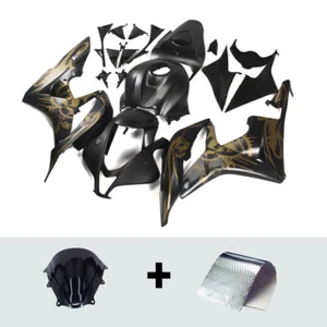 Matte Black Gold Fairing Kit For Honda CBR600RR F5 2007 2008 Plastic Bodywork - Picture 1 of 8