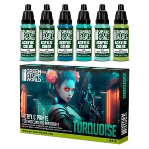 Paint Set - Turquoise - Acrylics Airbrush Brush Model Models Dioramas - Picture 1 of 3