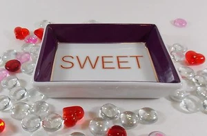 Trinket Tray Ceramic Purple "Sweet" Candy Dish Jewelry Holder - Picture 1 of 5