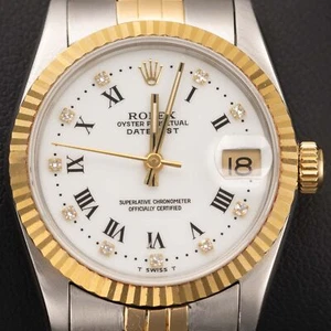 Rolex Datejust 68273 Kannelierte Lünette Zwei Ton Jubiläum Uhr 31mm Weiß Dial - Bild 1 von 9