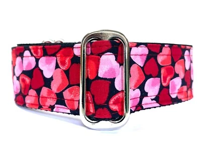 Hearts martingale dog collar  greyhound/ whippet valentine - Image 1 of 2
