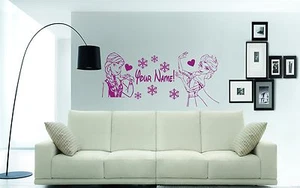 Wall Art Quality Vinyl Stickers Decals: ANNA & ELSA & PERSONALISED! - Frozen - Picture 1 of 7