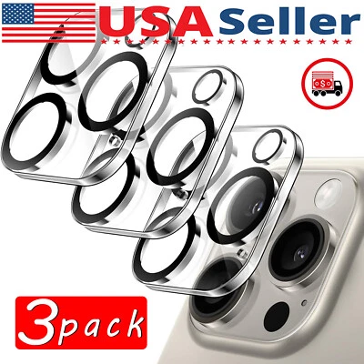 3 Pack For iPhone 14 13 12 11 Pro Max Tempered Glass Camera Lens Cover Protector - Image 1 of 4