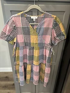 Vestido manga abullonada Free Assembly para niña talla XXL 18 lima multi cuadros nuevo con etiquetas - Imagen 1 de 13