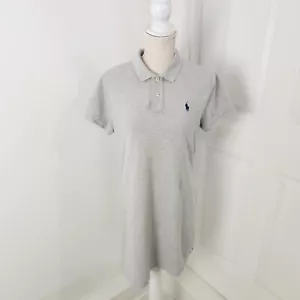 Polo Ralph Lauren Dress Womens L Gray The Mesh Mini Polo Shirt Golf Boating - Picture 1 of 11