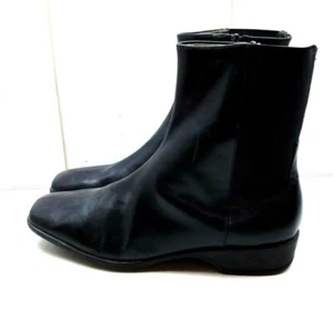 Easy Spirit 10.5M Black Leather Zip Wedge Heel Ankle Boot Split Toe Women Shoes - Picture 1 of 6