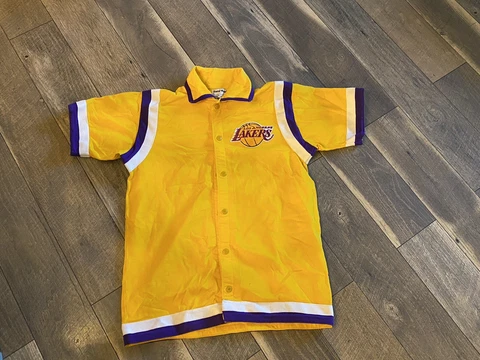RARE 80s Vintage Los Angeles Lakers Sand-Knit Warm Up Jacket Yellow 42 Sz L Cover