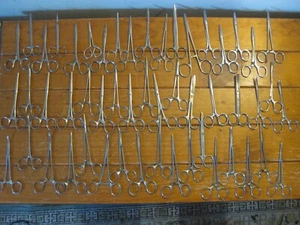 45 x Vintage Surgical Locking Forceps & 5 x Surgical Scissors (Mid-Century) - Picture 1 of 15