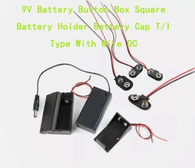 9V Battery Button Box Square Battery Holder Battery Cap T/I Type With Wire DC2.1 - Image 1 of 4