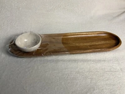 Lipper International Acacia Wood Serving Board With Ceramic Dipping Bowl - Image 1 of 4