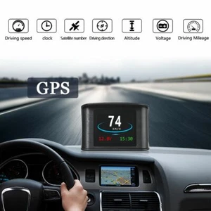 Car Digital GPS HUD UNIVERSAL SPEEDO MPH KMH HEAD UP DISPLAY OverSpeed Alarm - Picture 1 of 7
