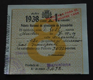 España. Licencia Nacional de Conducir durante la Guerra Civil Española 1938-13 - Imagen 1 de 2