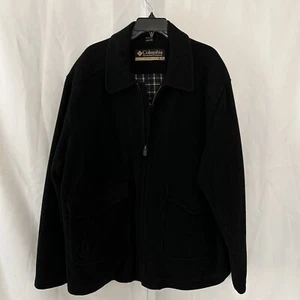 Columbia Men’s Size 2X Solid Black Full Zip Wool Blend Coat Lined Jacket - Picture 1 of 7