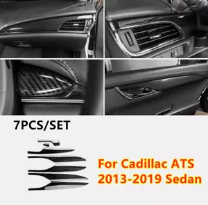 Cubierta de tablero de instrumentos de panel de puerta de fibra de carbono de 7 piezas para Cadillac ATS 2013-2019 - Imagen 1 de 4