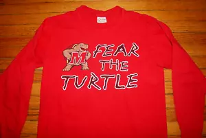 Vintage 90s MARYLAND Terrapins FEAR the TURTLE Long Sleeve Red M TShirt USA Made - Bild 1 von 7