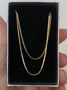 Vintage 14k Solid Yellow Gold Box Chain Necklace 24” Long 5.97g 1mm Thick, Italy - Picture 1 of 13