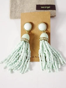 Lee Angel Women's MINT Enamel Ball Crystal Cone bead Waterfall Earrings NWT 125 - Picture 1 of 6