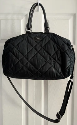 NWT Polo Ralph Lauren Black Quilted Nylon Duffle Satchel Handbag - Image 1 of 4
