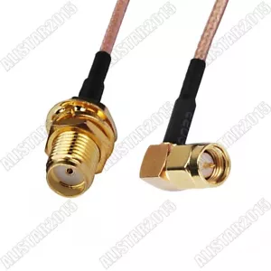 SMA Female Jack Bulkhead to SMA Male Plug Right Angle Pigtail RG316 Coax Cable - Picture 1 of 3