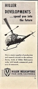 1955 Hiller Elicotteri Fornitore Ricerca Aerei Palo Alto CA Pubblicità Stampa Vintage - Foto 1 di 6