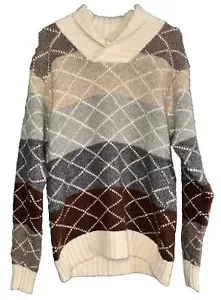 Territory Ahead Pullover Herren L braun grau Lammwolle Kaschmir Schalkragen - Bild 1 von 5