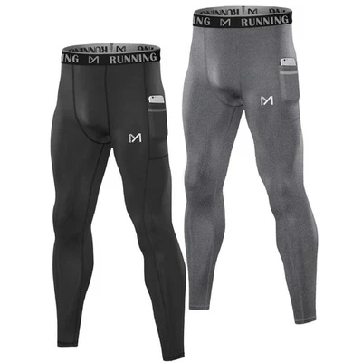 2 Pack Men's Compression Pants Baselayer Running Tights Leggings for Sports Gym - Image 1 of 4