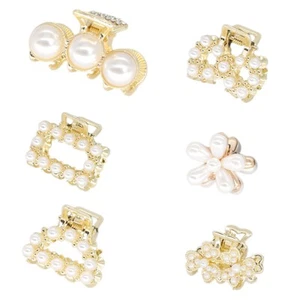 6PCS Sweet Mini Metal Claw Clip With Pearl Fashion Crab Hairpins for Women Girl - Picture 1 of 7