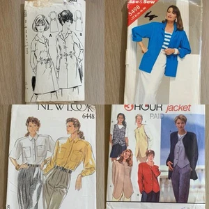 4x Vintage Sewing Pattern Relaxed Blazer Jacket Shirt Dress B 36" W 28" 60s 90s - Picture 1 of 24