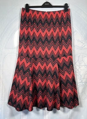 Klass black & coral zigzag stripe stretch knit jersey fishtail midi skirt, 16 - Image 1 of 2