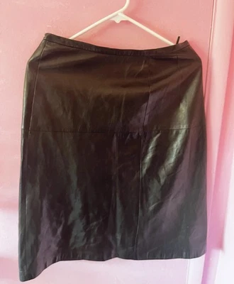 Max Mara Womens Black Leather Skirt Luxury Designer Made In Italy Size:42 - Image 1 of 4