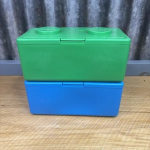 Menge 2 Döbel Stapelbar Leere Blöcke Baby Wisch Behälter Aufbewahrung Blau Grün - Bild 1 von 11