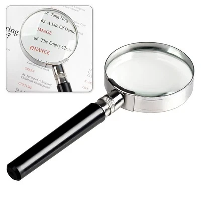 Insten 10X Magnifying Glass, 2 Inch Handheld Glass Reading Magnifier, Black - Image 1 of 4