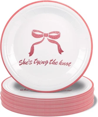 50pcs She's Tying The Knot 7 inches Paper Plates Bridal Shower Party Supplies... - Image 1 of 4