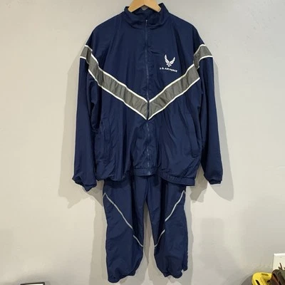Conjunto de traje de pista cortavientos de la Fuerza Aérea de los Estados Unidos chaqueta cremallera y pantalones talla GRANDE Foto 1 de 4