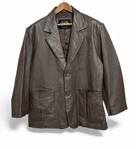 Guide Gear  100% Leather Blazer Jacket Brown Lined  Men’s Size XL Vintage - Picture 1 of 13