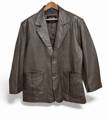 Guide Gear  100% Leather Blazer Jacket Brown Lined  Men’s Size XL Vintage - Image 1 of 4
