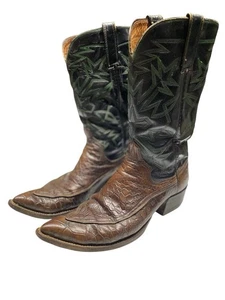 Vintage Herren Tony Lama Western Cowboystiefel Braun Meeresschildkröte Design Leder Gr. 10 B - Bild 1 von 13