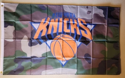 New York Knicks Woodland Camo NBA Basketball Flag  Camouflage 3x5 Ft W/ Grommets - Image 1 of 3