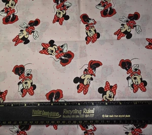 Disney Minnie Mouse Pink Dot Dress Toss Cotton Sewing Fabric 29" 2010 NEW - Picture 1 of 2