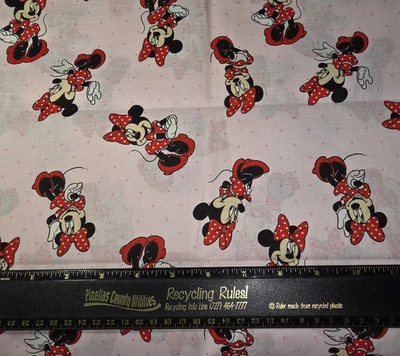 Disney Minnie Mouse Pink Dot Dress Toss Cotton Sewing Fabric 29" 2010 NEW - Image 1 of 2