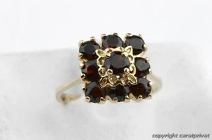 Granatring 18k 750 Gelb Gold Ringgröße Gr 55 17,5mm Top!   - Bild 1 von 6