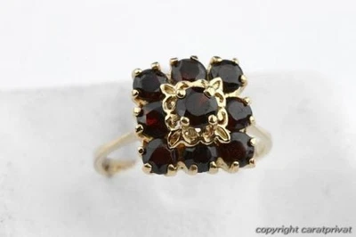 Granatring 18k 750 Gelb Gold Ringgröße Gr 55 17,5mm Top!   - Bild 1 von 4