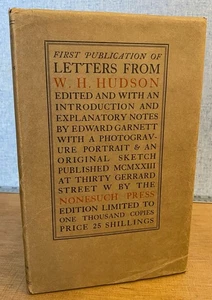 153 LETTERS FROM W.H.HUDSON by William Henry Hudson 1923 Nonesuch Press - Imagen 1 de 14