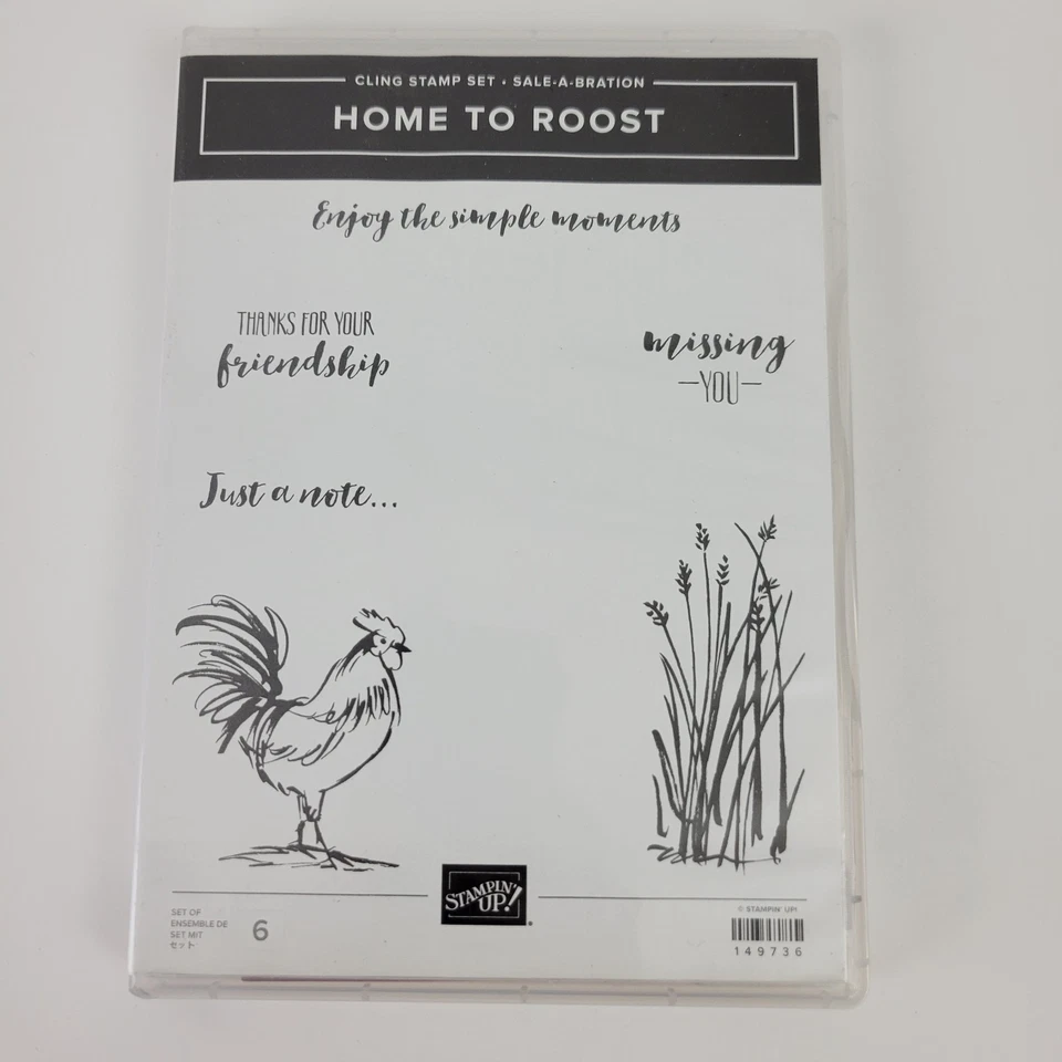 Stampin up Home to Roost 6 Pcs Stamp Set Retired 149736 Photopolymer Rooster