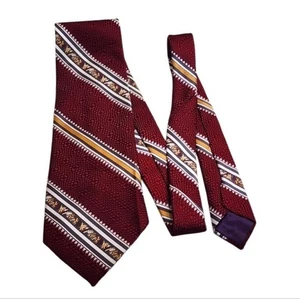 CORBATA HOMBRE VINTAGE KAUFMANN BORGOÑA RAYAS HECHA EN EE. UU. - Imagen 1 de 8
