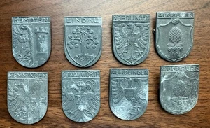 WW2 German WHW Donation Tinnie Pin Badge City Coats Of Arms Lot Of 8 MINT COND - Picture 1 of 2